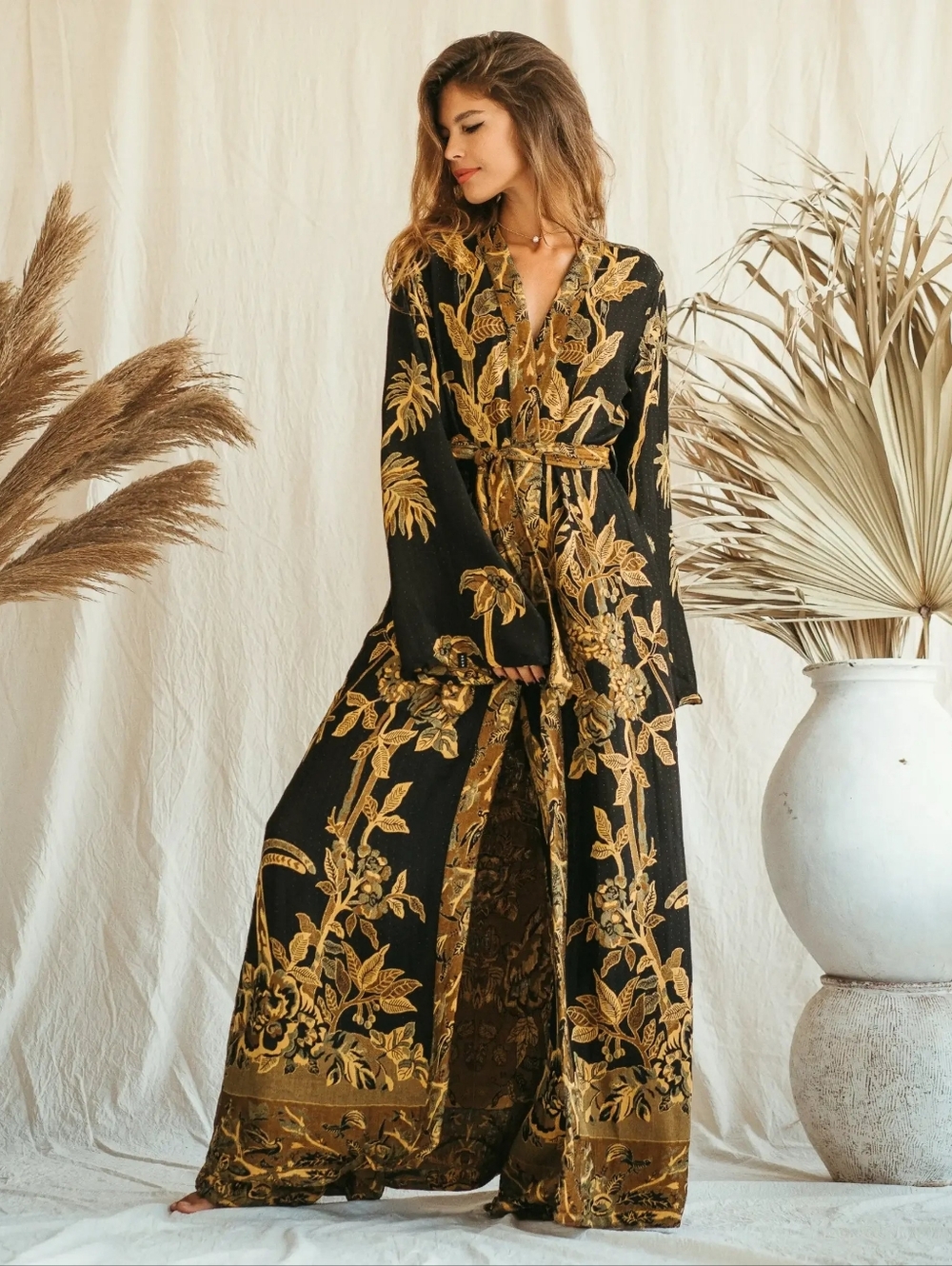 Boho Maxi dress EcoVero Maxi Kaftan Sunflower Power XS
